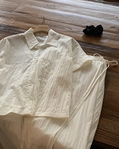 알엔 시어 썸머 포켓 크롭 셔츠 (3color)