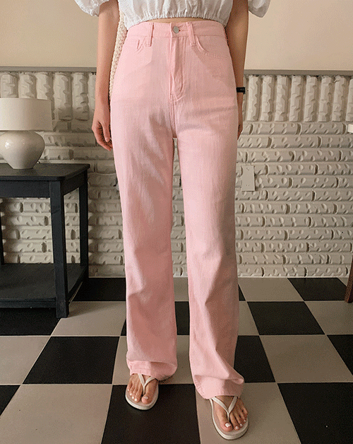 핑크 코튼 와이드 팬츠 (3color)