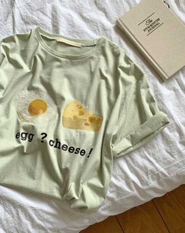 에그 치즈 반팔 티셔츠 (3color)
