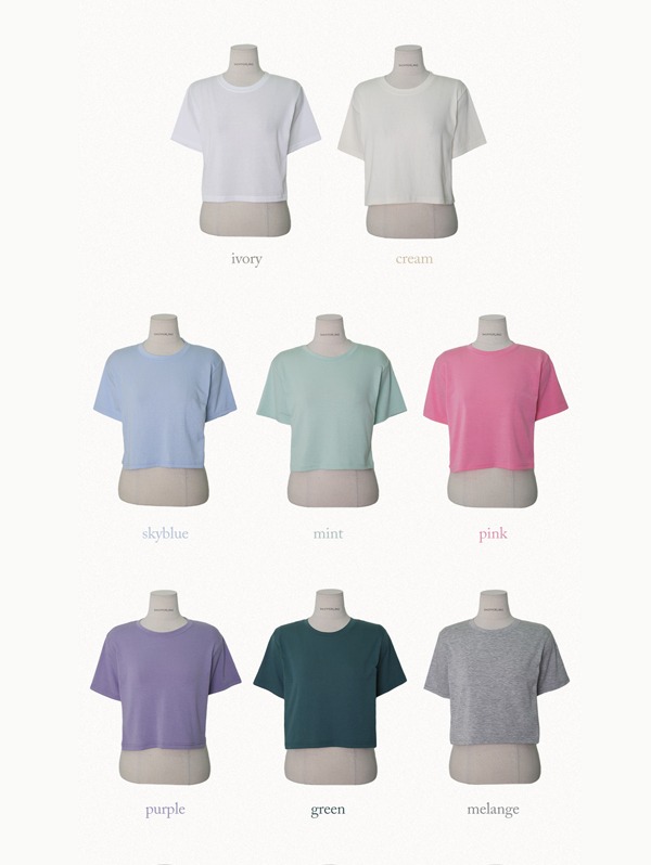 [기획]소프트한 플레인 코튼 크롭 썸머 반팔 티셔츠 (11color)