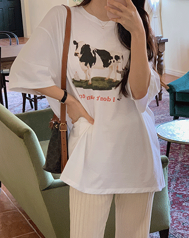 카우 루즈핏 반팔 티셔츠 (2color)