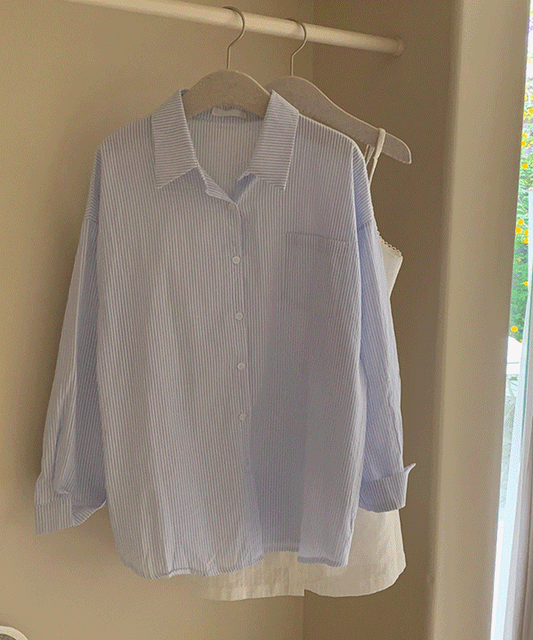 베리 밀크 시어서커 썸머 스트라이프 셔츠 (2color)